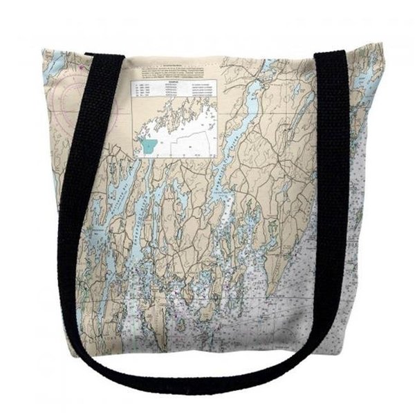 Betsy Drake Betsy Drake TY13288SPM 16 x 16 in. Southport - Pemaquid Maine Nautical Map Tote Bag - Medium TY13288SPM